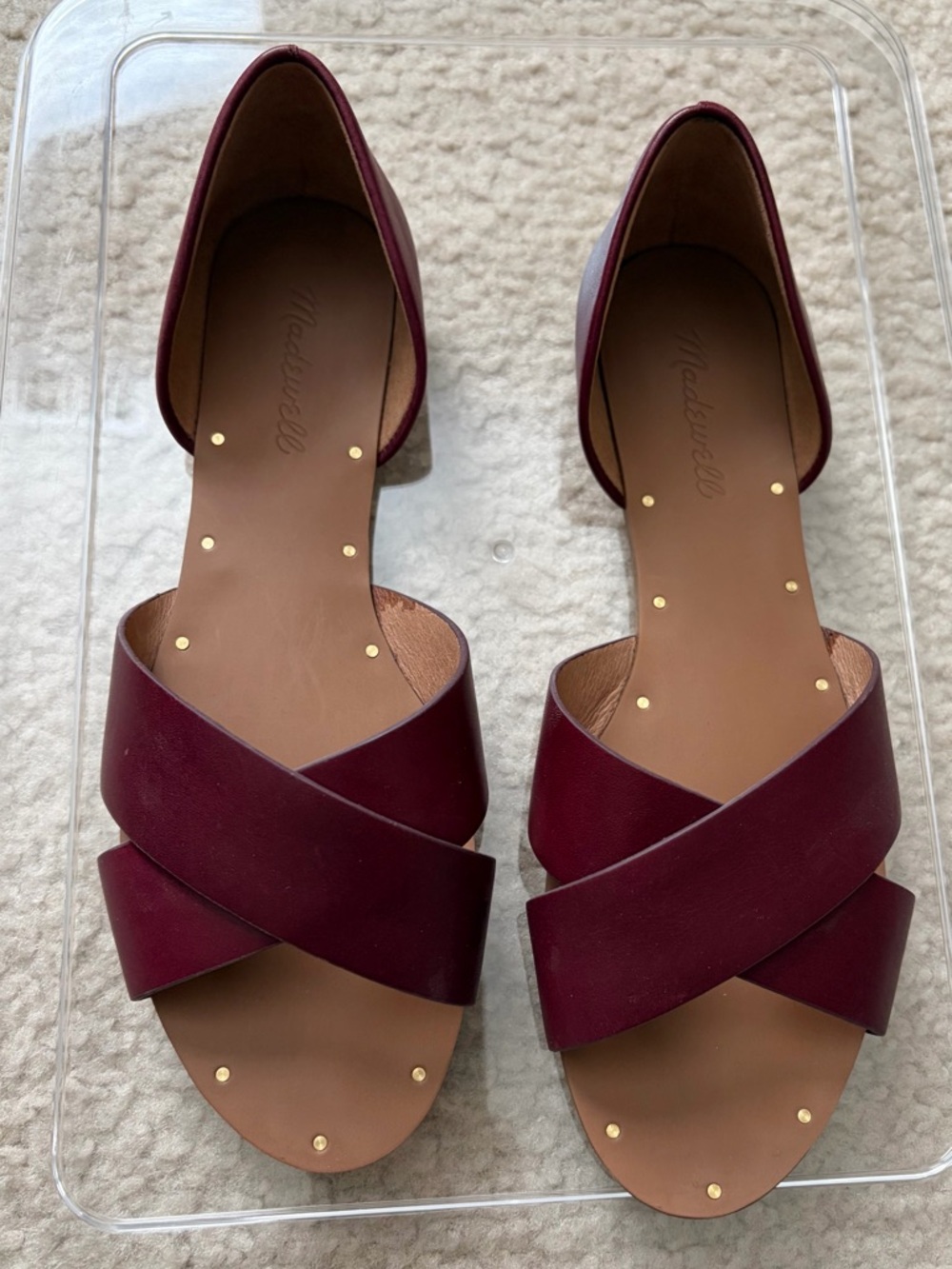 Madewell Women's Thea Crisscross Sandals, Burgundy, 8